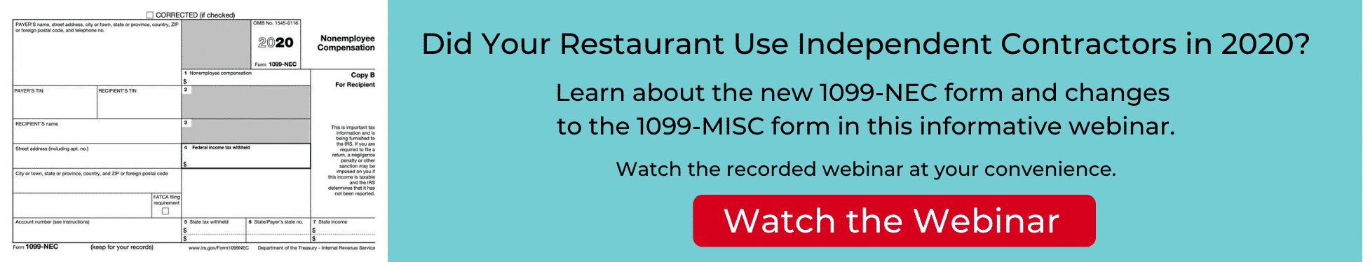 Learn about the 1099-NEC form in this Webinar