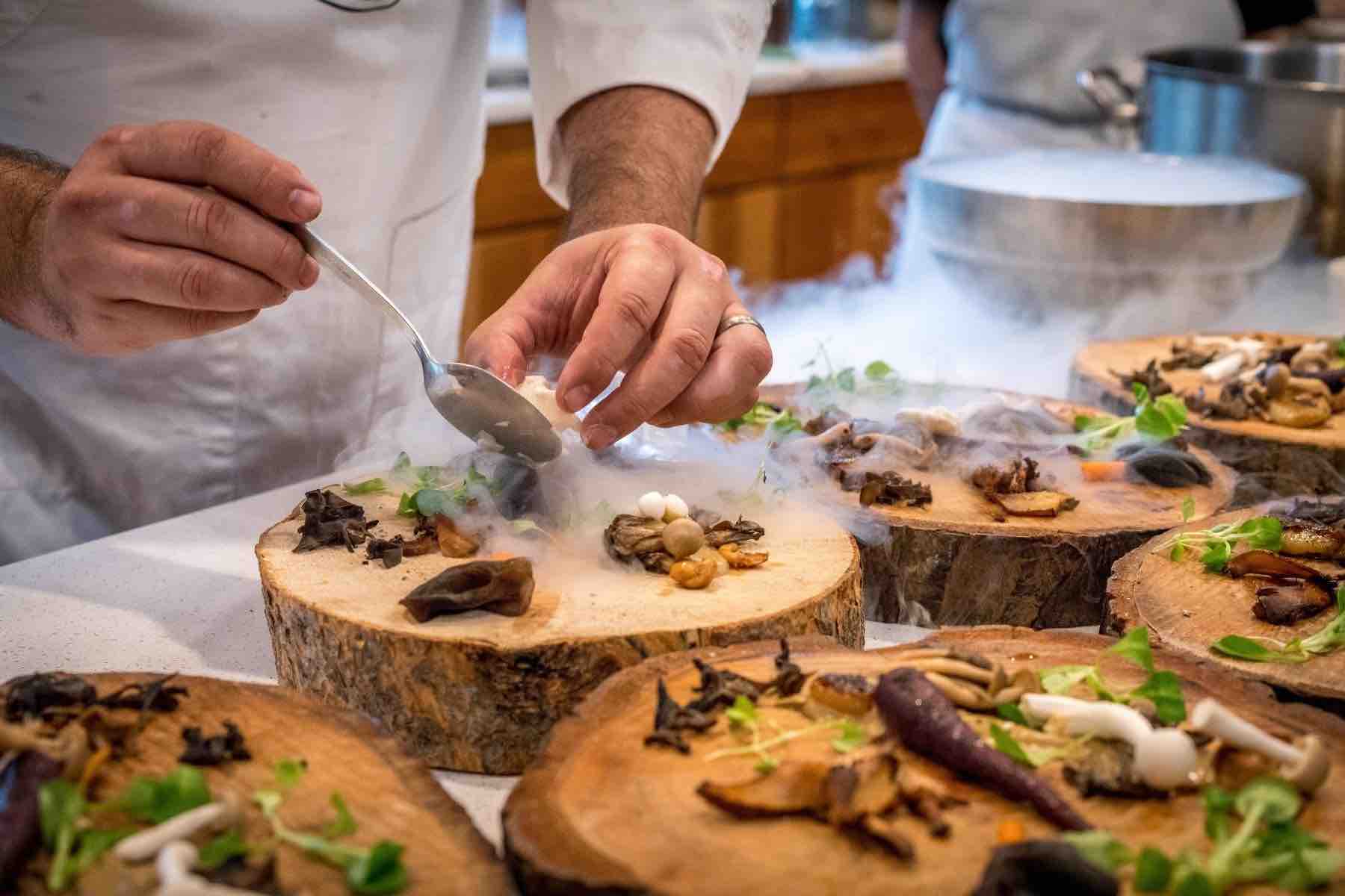 Plating haute cuisine dish
