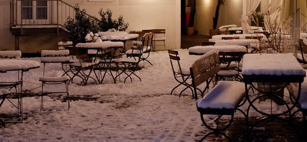 Restaurant Patio with Snow