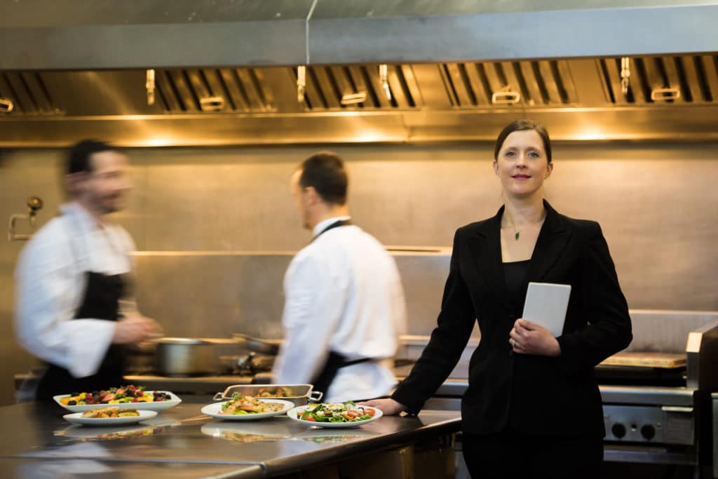 Restaurant manager in kitchen