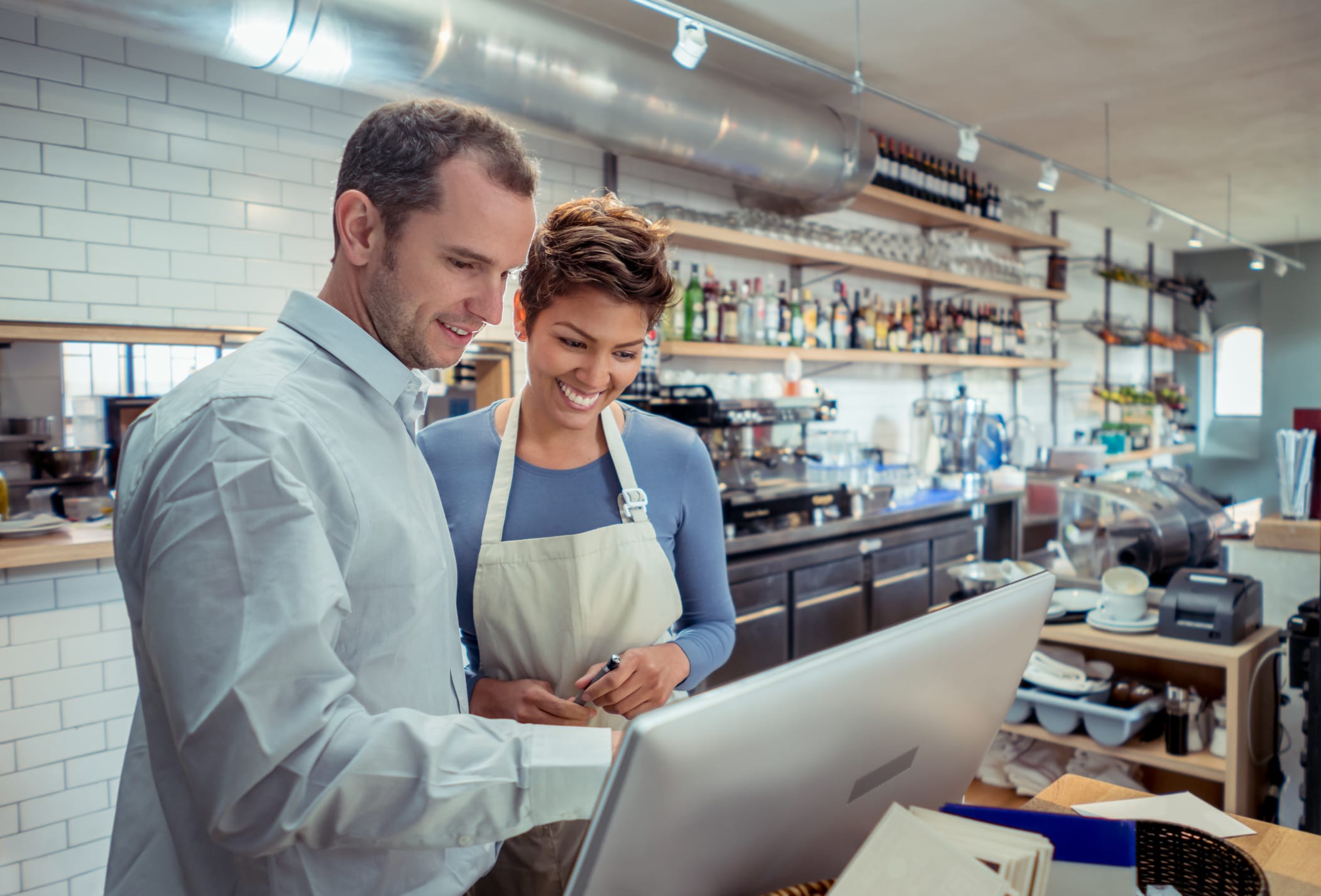 Restaurant manager and employee