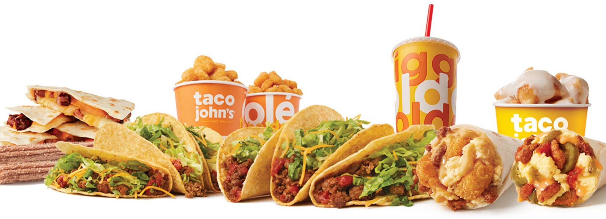 Taco John's tacos, burritos, potato bites, and snacks